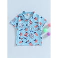 thumbnail image 2 of 4th of July Summer Outfits Toddler Boys Short Sleeve Button Down Shirt Flag Print Top Button Up Lapel Tee Shirt with Pockets, 2 of 9