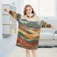 thumbnail image 5 of FORMRS Wearable Blanket Hoodie with Sleeves for Kids Cozy Flannel Sweatshirt, Abstract Wavy Landscape, 5 of 7