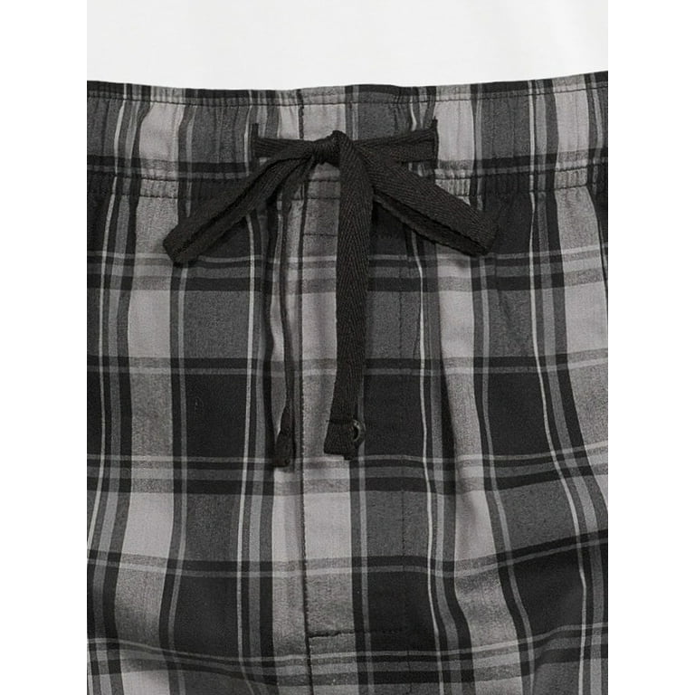 Woven Pajama Pants for Tall Men in Black & Grey Plaid