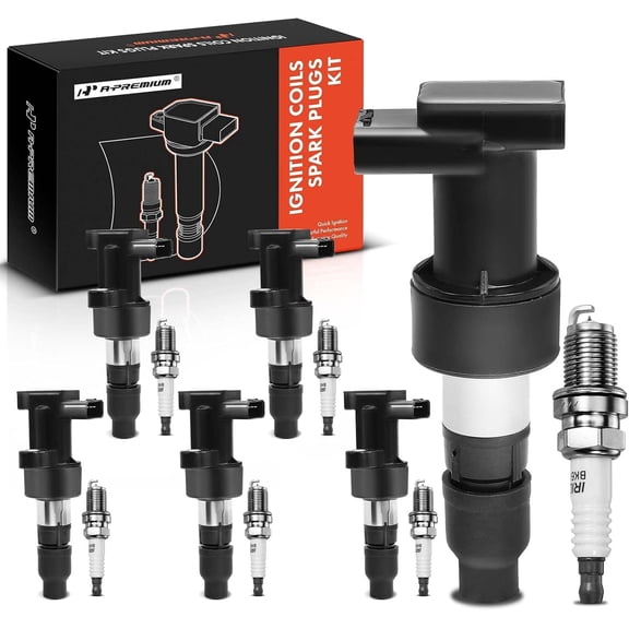 A-Premium Ignition Coils and Spark Plugs Kits Compatible with Jaguar S-Type 2003-2008, X-Type 2003-2008, 2.5L 3.0L 6-PC Set