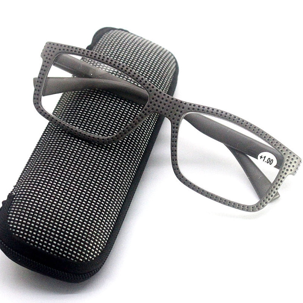 3 Pairs of Mens Thick Rectangular Gray Reading Glasses 2.0 Anti-blue Light Readers Women Plastic Spring Hinge Presbyopic Glasses +2.00