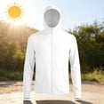 thumbnail image 6 of Men's Lightweight Full-Zip Hooded Sun Protection Shirt UPF 50+ Quick Dry Athletic Jacket with Thumb Holes - Breathable UV Outdoor Running Fishing Hiking Top White XL, 6 of 8