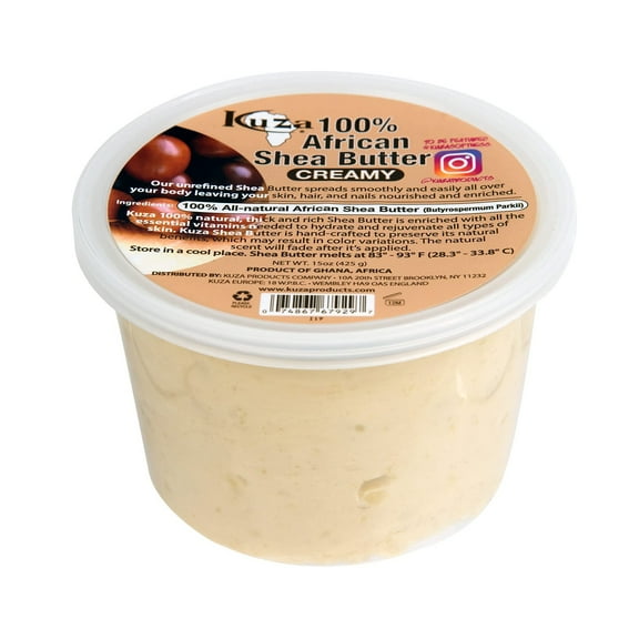 Kuza 100% African Shea Butter, White Creamy, 15 Oz.