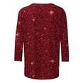 thumbnail image 3 of qucoqpe Womens 3/4 Sleeve Sequin Tops Crew Neck Sparkling T-shirts Fashion Casual Loose Blouses Base Tees, 3 of 5