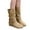 Khaki, variant on Vintage Suede Fall Boots for Women Flat Low Heel Mid Calf Fold Over Booties Crossstrap Slip On Casual Wide Calf Riding Boots Brown Size 4.5