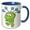 Blue/White, variant on 3drose, Silly Green Friendly Alien Cartoon Monster, 11oz Mug