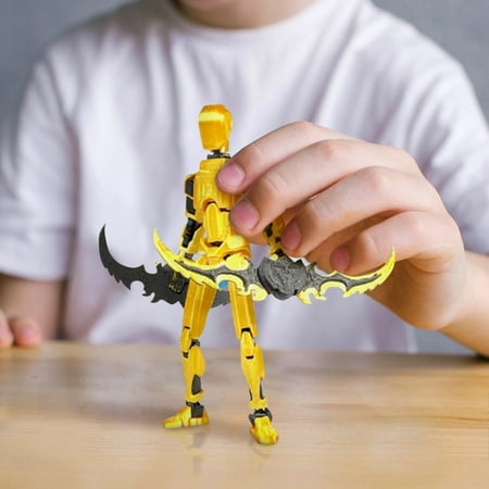 Dummy 13 Robot Doll,3D Printed Toys,Joint Movable Figure,with Wapon,Suitable for Fans to Collect,One Size,yellow,Style A
