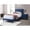 Navy Blue, variant on Twin Bed in Navy Blue - Chic Headboard Design - Bedroom Setup - Visual Appeal & Comfort