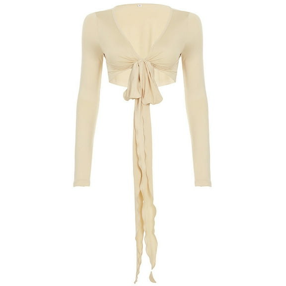 Oplxuo Beach Cover Ups for Women Long Sleeve Tie Front Summer Cardigan Lightweight Crop Tops Sexy Casual Vacation Outfits