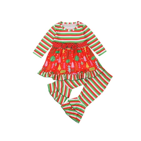 

DuAnyozu Christmas Baby Girl Set Dress Tops Pants 2PCS Outfits