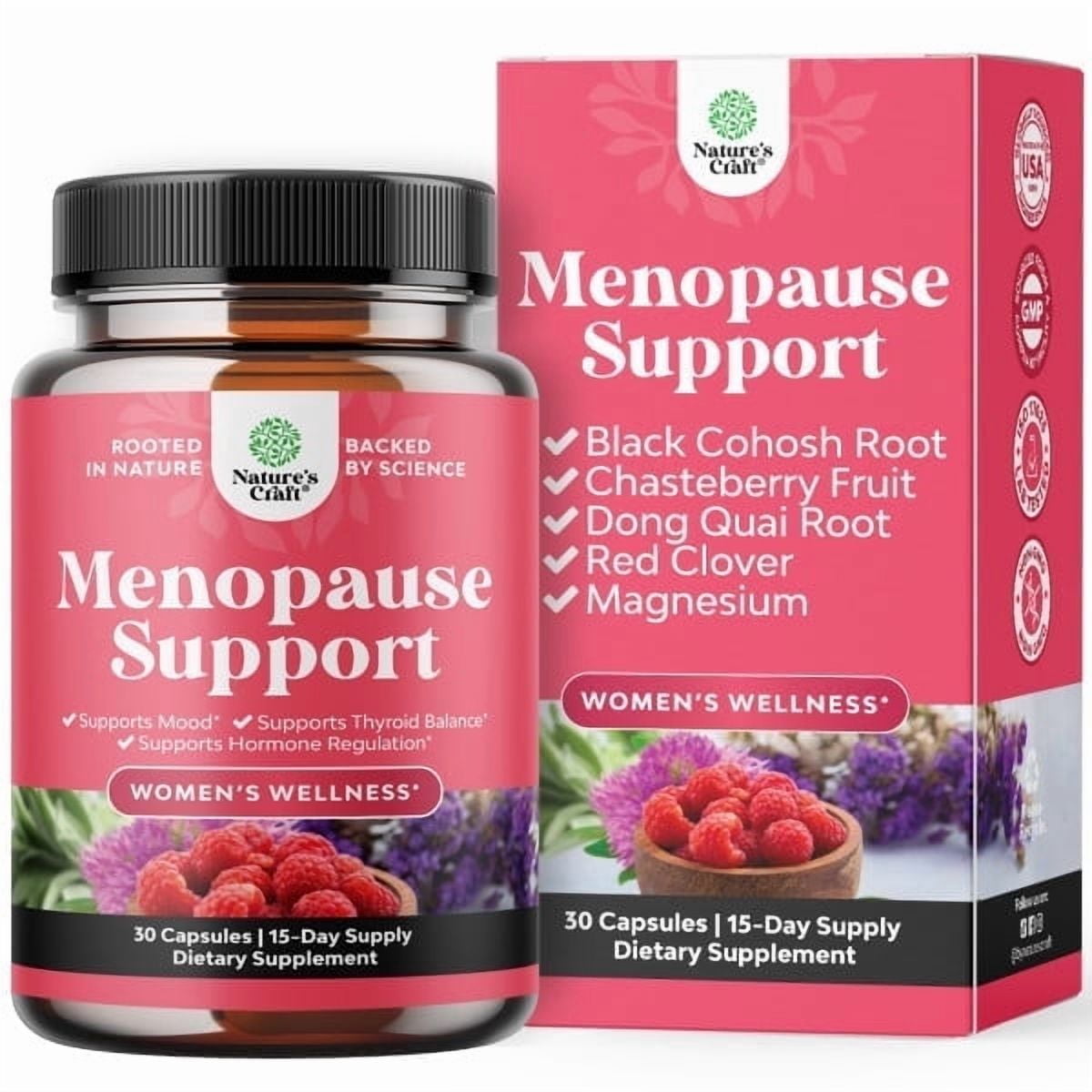 Natures Craft Herbal Menopause Supplements for Women, Menopause Relief & Mood Support, 30 Capsules