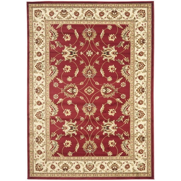 SAFAVIEH Lyndhurst Miah Floral Border Area Rug, Red/Ivory, 5'3" x 7'6"