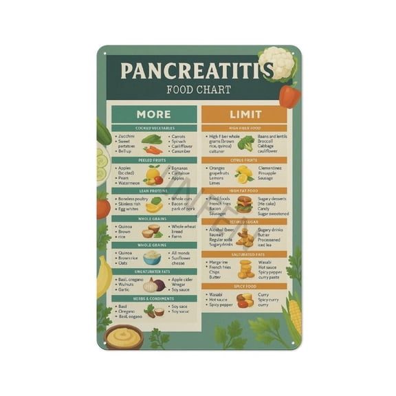 Pancreatitis Food List Chart Poster Dietary Health Guide Kitchen Poster Fashionable Artistic Painting