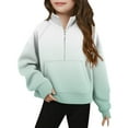 thumbnail image 2 of MKOSPLRT Girls' Gradient Fall Sweatshirts with Thumb Holes Long Sleeve Zip Mock Neck Pullover Tops Casual Loose Sweat Shirts 5-14Y, 2 of 5