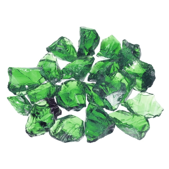 Fire Glass for Fire Pit, 2-3mm(1/9") High Luster Natural Glass Rocks, Deep Green