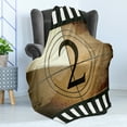 thumbnail image 4 of Movie Theater Soft Flannel Fleece Throw Blanket, Countdown Screen Illustration Number 2 on Grunge Background, Cozy Plush for Indoor and Outdoor Use, 50" x 60", Pale Brown Black White, by Ambesonne, 4 of 5
