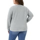 thumbnail image 3 of Sudadera de punto waffle para mujer Agnes Orinda, talla grande, cuello redondo, de manga larga, camiseta casual con dobladillo curvado, 5X, gris plateado, 3 of 5
