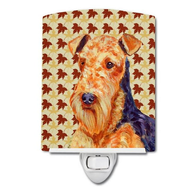 Carolines Treasures LH9111CNL Airedale Fall Leaves Portrait Ceramic Night Light