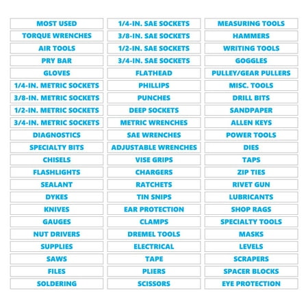 

Toolbox Organizational Magnetic Labels Ultimate Set by DCM Solutions (Cyan Inverted 0.5 H x 4.5 W)