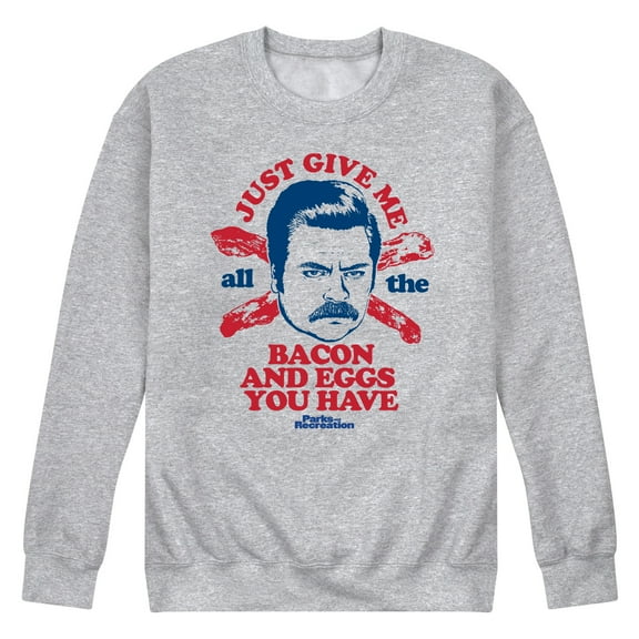 Parks and Recreation - Ron Bacon Eggs - Men's Crew Neck Fleece Pullover
