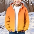 thumbnail image 2 of KAUOD Boys Winter Padded Hoodies Cute Gradient Color Fleece Lined Hooded Jackets with Pockets Kids Zip up Padded Warm Outwear, 2 of 8