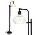 thumbnail image 1 of Brightech Austin Lampe de Sol LED, Lampe Industrielle pour Salons et Bureaux, Lampe sur Pied Moderne du Milieu du Siècle avec Tête Réglable, Lampe Haute avec Abat-Jour en Verre Rustique pour Chambre - Noir, 1 of 4
