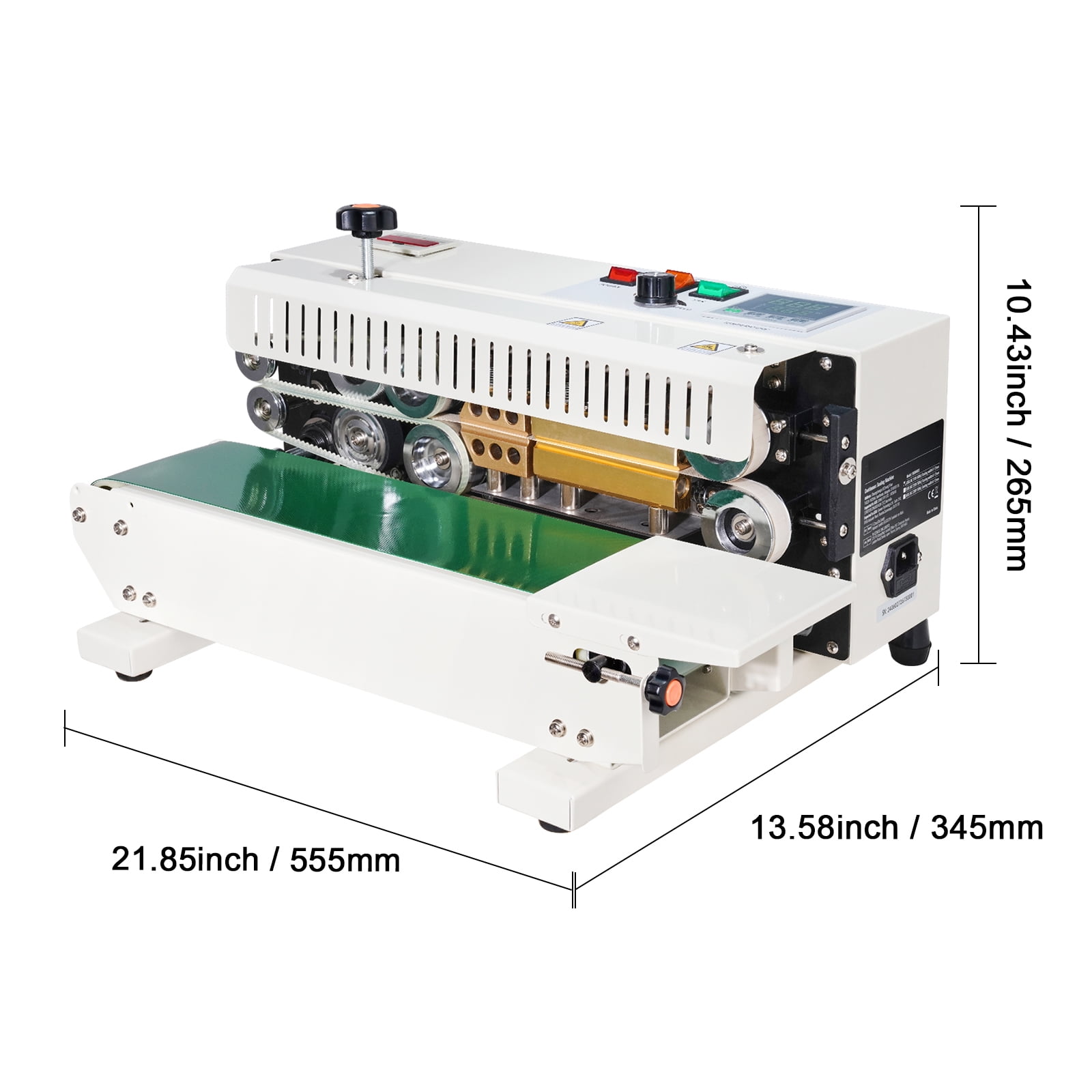 KFFKFF Bag Sealer, Horizontal Continuous Band with Adjustable 6-12mm Seal Width, Digital Temp Control, Suitable for 0.02-0.8mm Plastic Bags, Includes Count Feature