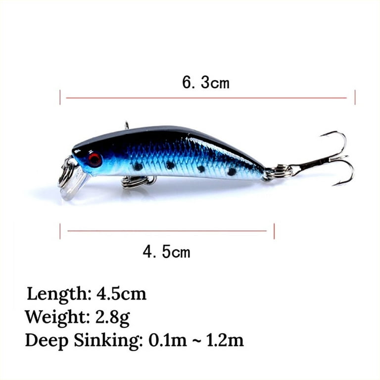 4.5cm/2.8g Minnow Fishing Lure Lifelike 3d Eyes Fake Bait with Treble Hooks  Suitable for Saltwater Freshwater 