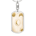thumbnail image 5 of Celestial Half Moon and Sun Light Stainless Steel or 18k Gold Premium Swivel Dog Tag Keychain, 5 of 16
