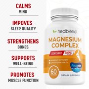 Healblend Multi Magnesium Complex 500mg – 10 Chelated Forms for Sleep, Muscle, Mood & Heart Support – High Absorption – 60 Capsules (2 Pack)