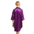 thumbnail image 3 of Defitshape Women's Satin Nightgown Soft Button Down Pajamas Dress Summer Lightweight Holiday Button 3/4 Sleeve Loose Sleepwear Purple X-Large, 3 of 4