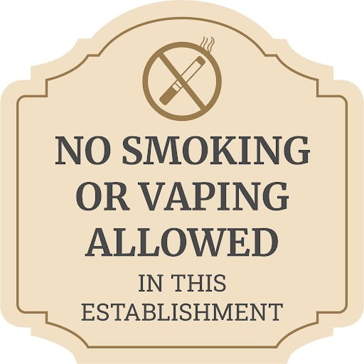 Heritage Plus No Smoking Or Vaping Allowed In This Establishment Wall or Door Sign | Warning Decor - Large