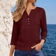 thumbnail image 5 of Tops de Manga Larga de las Mujeres Casual con Detalle de Botón, Blusa con Cuello en V para Otoño Invierno Primavera Diaria, 5 of 9