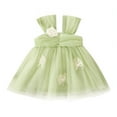 thumbnail image 2 of LYHaoo Toddler Girls Sleeveless Solid Color Flower Tulle Dress Dance Party Princess Dresses Clothes,Dresses for Girls Sizes 6-12 Months Green, 2 of 5