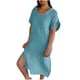 thumbnail image 1 of Vestido de Verano de Manga Corta para las Mujeres Vestido de Sol Sólido con Cuello en V Casual, Vestido de Ventilación de Playa para Imágenes, Uso Diario Y de Fiesta, Poliéster Ligero, 1 of 8