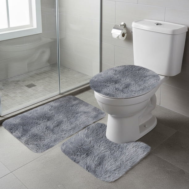 Juego de 3 alfombrillas de baño gruesas de invierno, de colores surtidos, suaves, absorbentes, antideslizantes, lavables, color gris oscuro, 40 cm x 60 cm Rkxzt