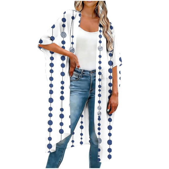 Nmnitkp Women's Vintage Floral Print Kimono Cardigan, Loose Fit Open Front Half Sleeve Cover Up, Breathable Lightweight Beach Swimsuit Cover Up for Daily Casual Wear White #02,3XL