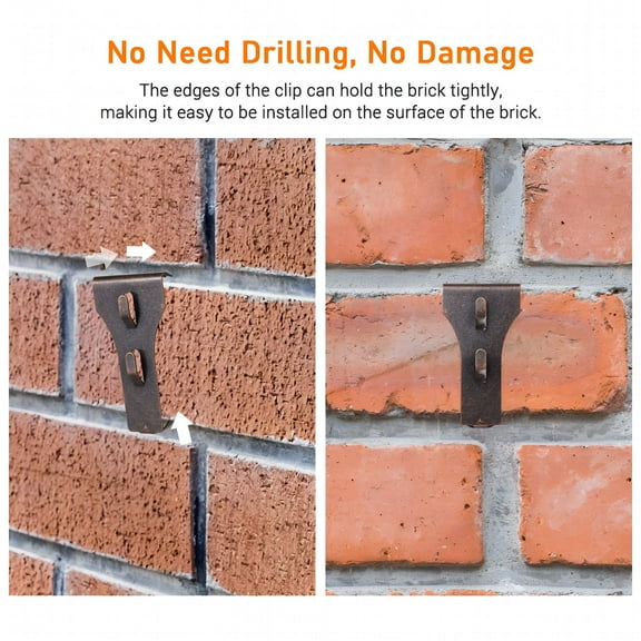 LAMIRO Brick Hook Clip-10 PCS Hanging Hooks for 60-70mm Brick,No Drilling,Festival Birthday Decoration