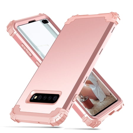 Dteck Galaxy S10 Plus Case, Dteck Heavy Dual Layer Rugged Shockproof Case Hard PC Protective Back Cover For Samsung Galaxy S10+, Rosegold