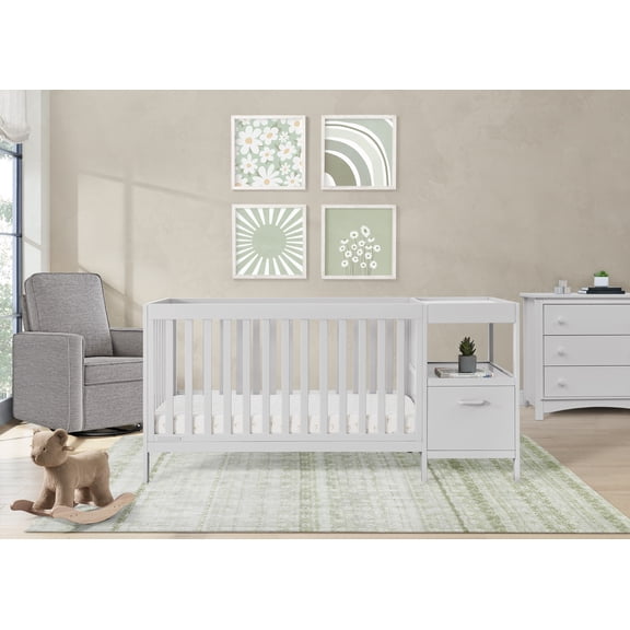 Delta Children Alice 5-in-1 Convertible Crib and Changer - Greenguard Gold Certified, Moonstruck Grey