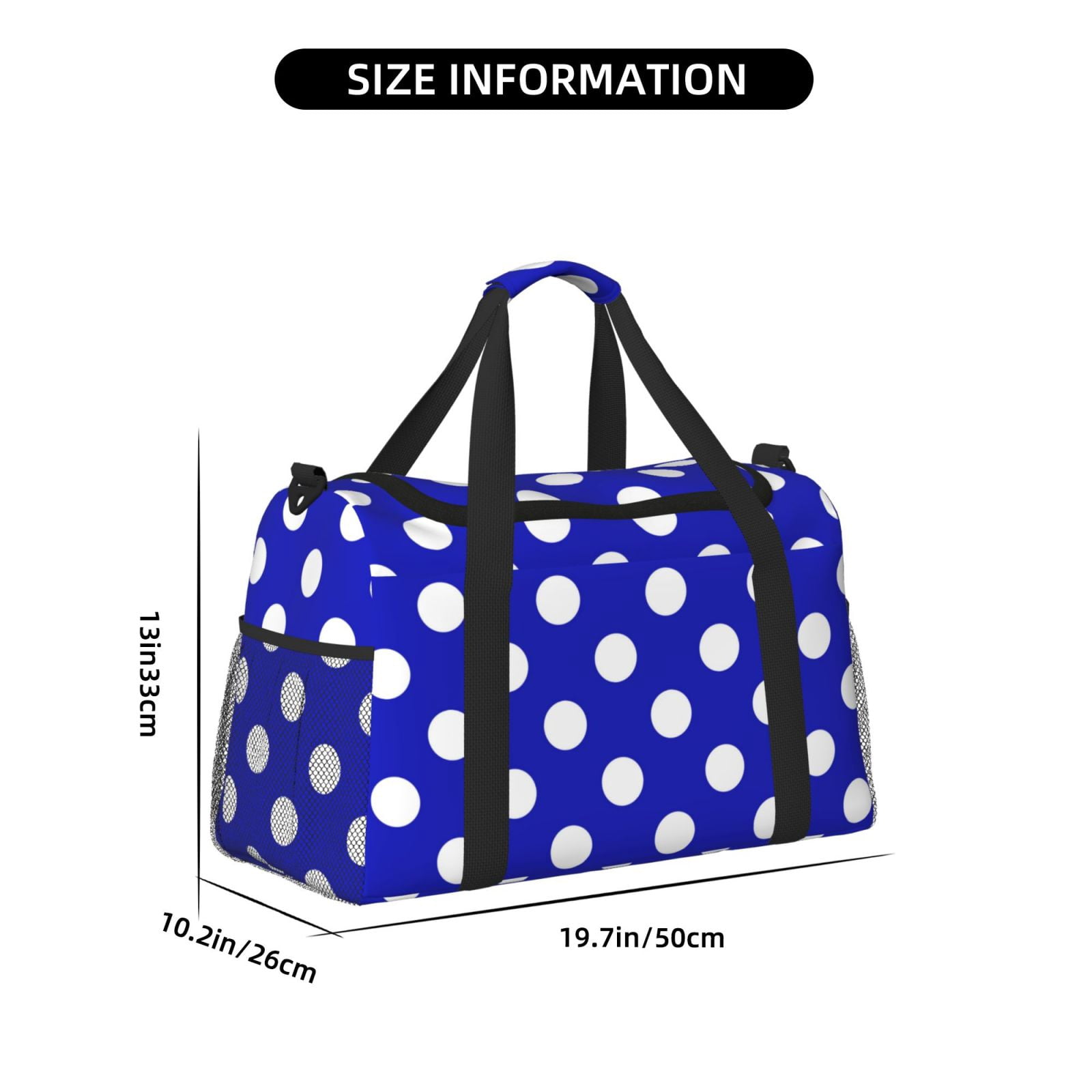 Fuzoiu Blue And White Polka Dot Print Travel Duffle Bag,Carry On Tote Bags,Duffel Bag,Sport Gym Bag, Hospital Bag for Labor and Delivery, Overnight Bag,Luggage Bag