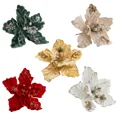 thumbnail image 2 of 1 pieza de 22 cm de flor de Pascua con purpurina para colgar en el árbol de Navidad, corona de flores DIY, decoración navideña para Año Nuevo 2025, 2 of 4