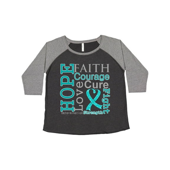 Inktastic Ovarian Cancer Hope Faith Motto Women's Plus Size T-Shirt