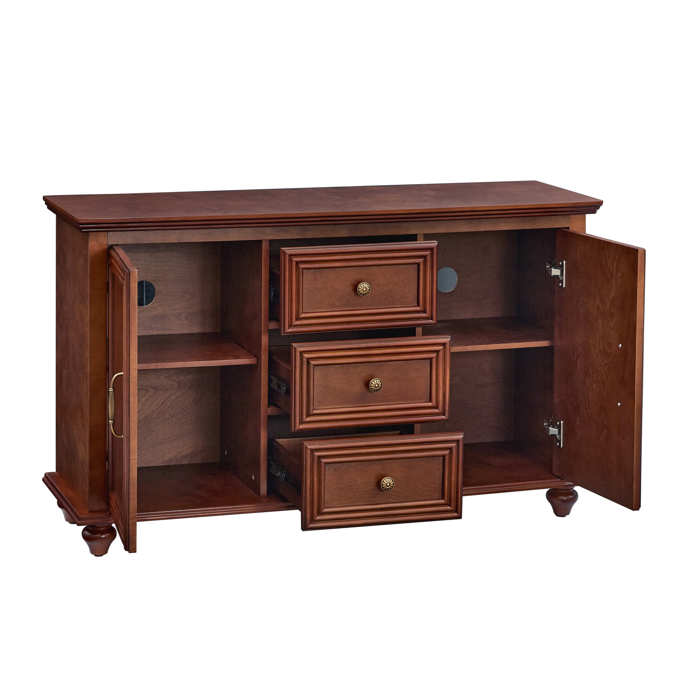 GDF Studio 47.3" Mid Century Modern Sideboard Buffet Cabinet with 2 Doors & 3 Drawers, Walnut