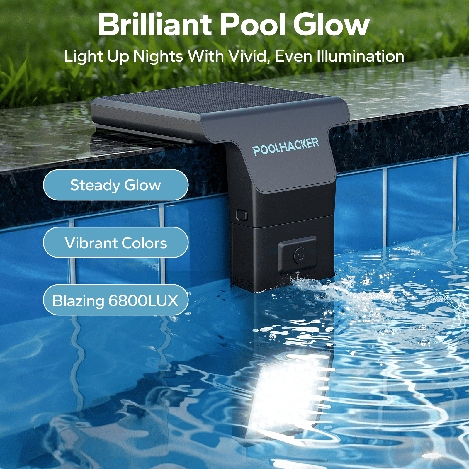 POOLHACKER Solar Underwater Pool Light, 10-Color 4-Mode LED, Remote Controlled, 1 pack