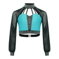 thumbnail image 4 of TSSOE Gymnastic Outfits for Girls Cheerleading Jazz Hip-hop Dance Clothes Set Figure Ice Skating Performance Dancewear Blue Green 14, 4 of 7