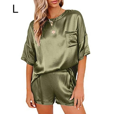 

2pcs Pajama Set Short Sleeve Woman Nightwear Sext Sleepwear Summer