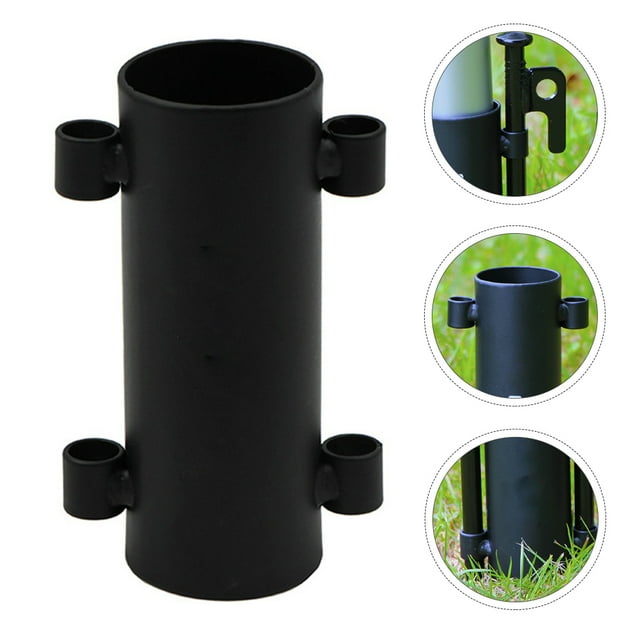 Minkissy Support de Mât de Canopée Portable en Fer Noir Outil Fixe pour Tente et Auvent Extérieur