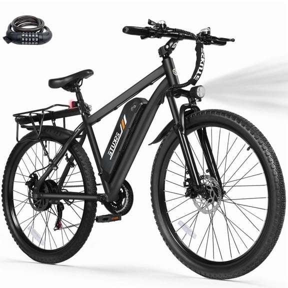 ESKUTE M200P Electric Bike for Adults, 21-Speed Gear 27.5" Mountain Ebike, 1200W Peak Brushless Motor 28MPH, 48V 13Ah, with NFC Unlock, Step Over E-Bicycle, Black with Fender & Rack & Lock, UL2849