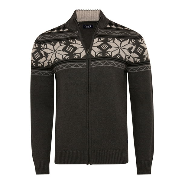 Chaps Men's Big Men's Full Zip Holiday Sweater Sizes S-2XL